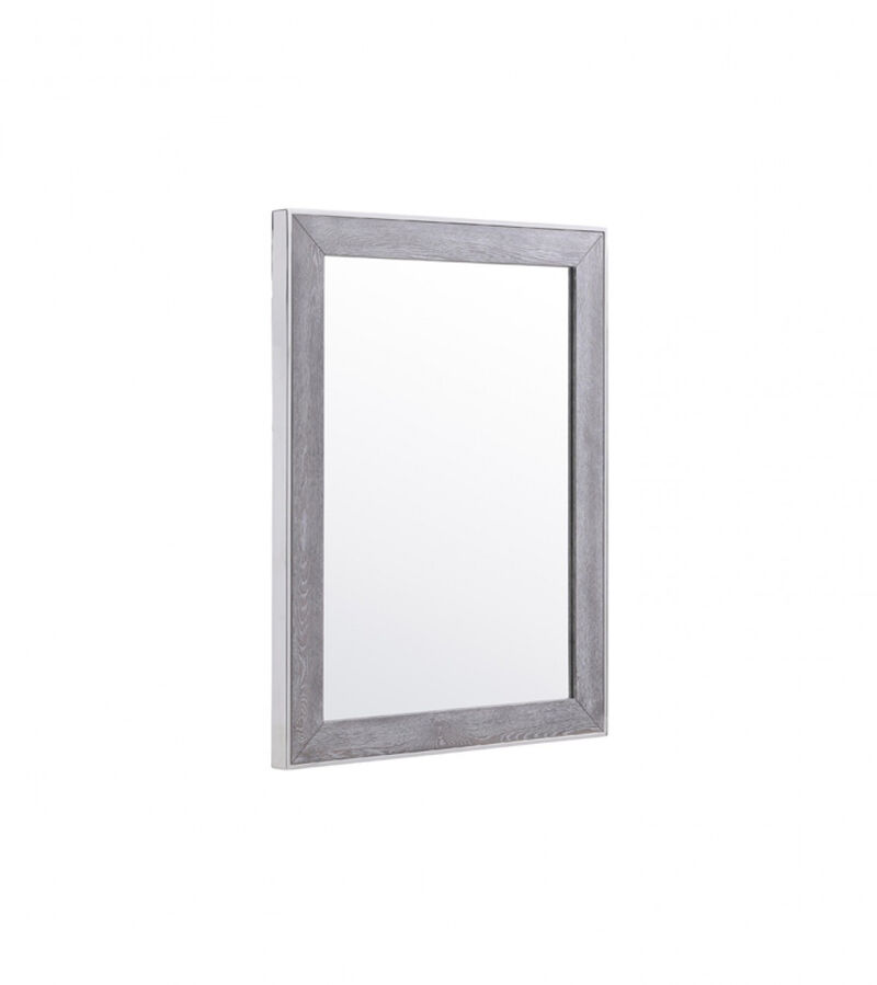 HomeRoots 40" Gray and Silver Wood and Metal Framed Accent Mirror image number 2