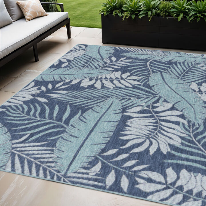HomeRoots Palm Leaf Indoor Outdoor Area Rug