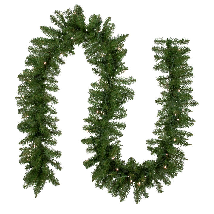 9' x 10" Pre-lit Rockwood Pine Artificial Christmas Garland  Warm White LED Lights