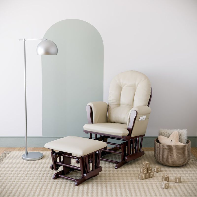 Storkcraft Hoop Glider and Ottoman - Espresso with Beige