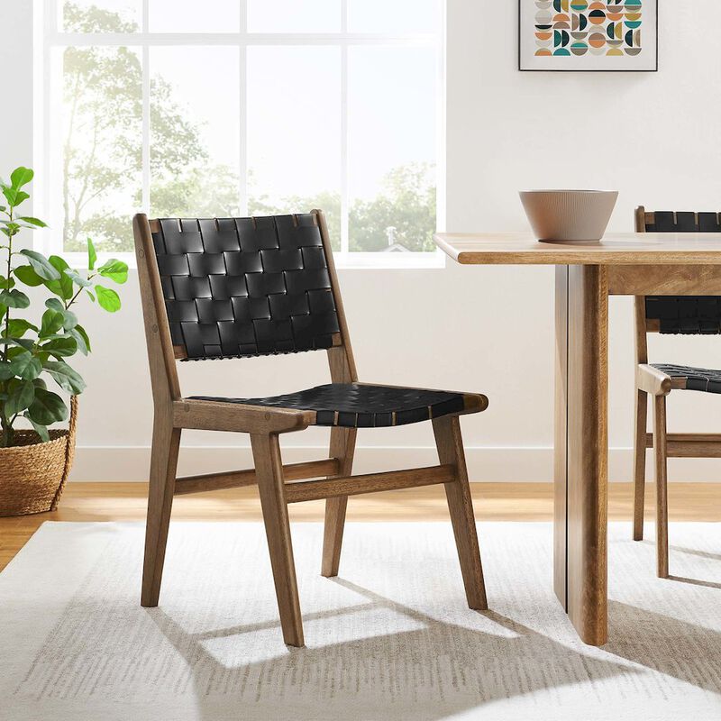 Saoirse Leather Wood Dining Side Chair Set of 2 image number 9