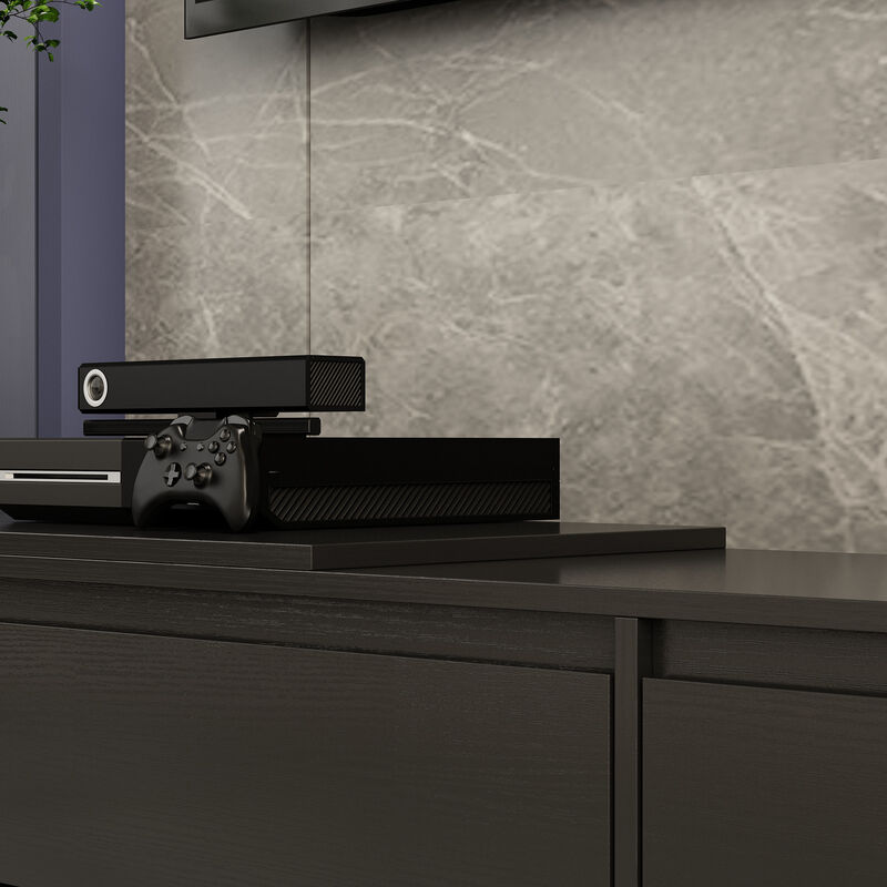 Modern Wood Black TV Media Console Entertainment Center with Adjustable Length and Drawers Fits TV's up to 100 in. image number 6