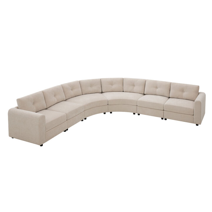 Merax Curved Modular Sectional Sofa with Customizable Layout, High-Resilience Foam & Pocket Spring Seats