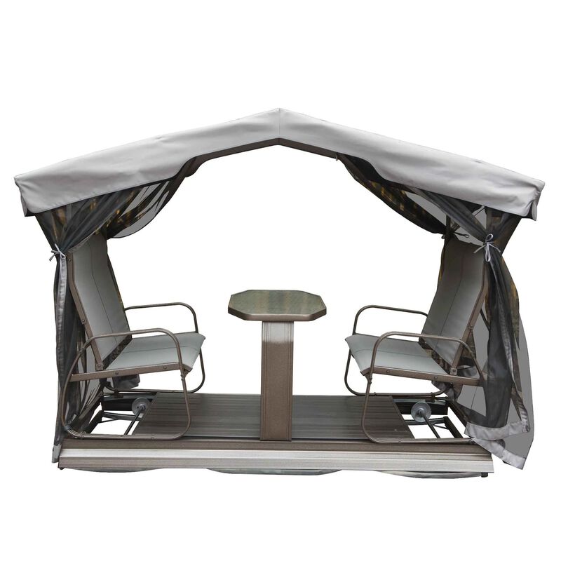 MONDAWE 4-Seat Outdoor Aluminum Frame Glider Benches With Canopy