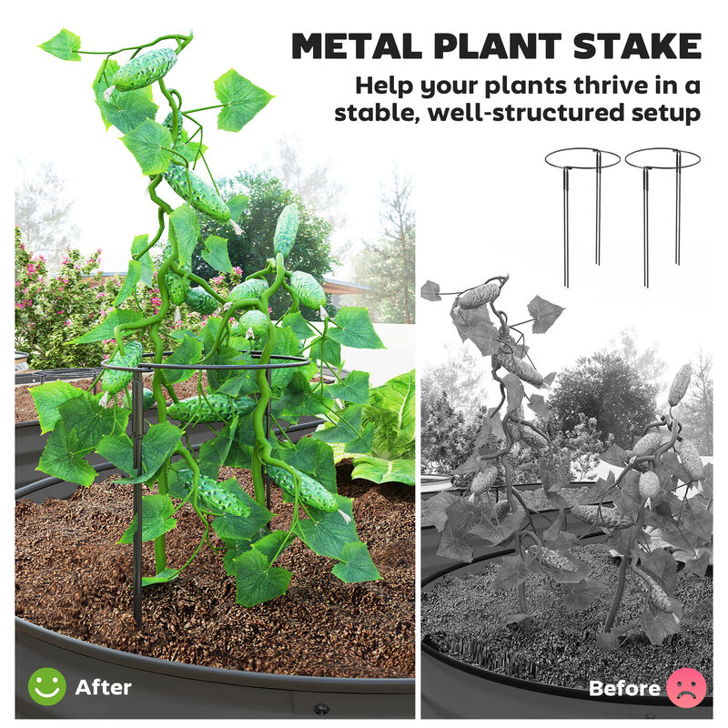 Hivvago 2-Piece Raised Garden Bed Set with Metal Stakes image number 4