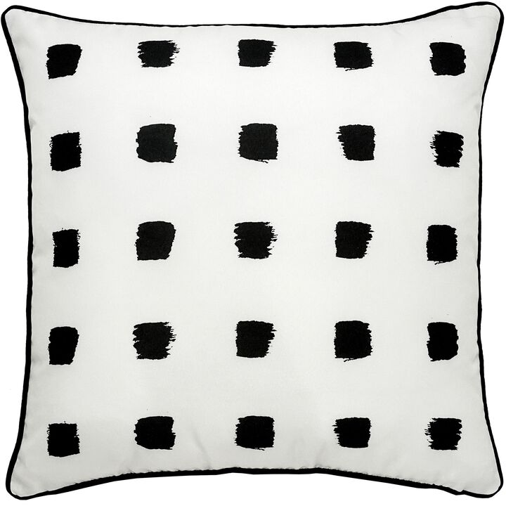 22" Black and White Polka Dotted Square Outdoor Patio Throw Pillow