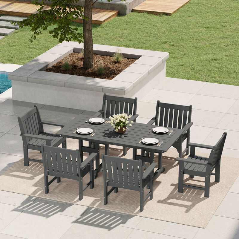 WestinTrends 7-Piece HDPE Outdoor Dining Patio Table and Chairs Set image number 1