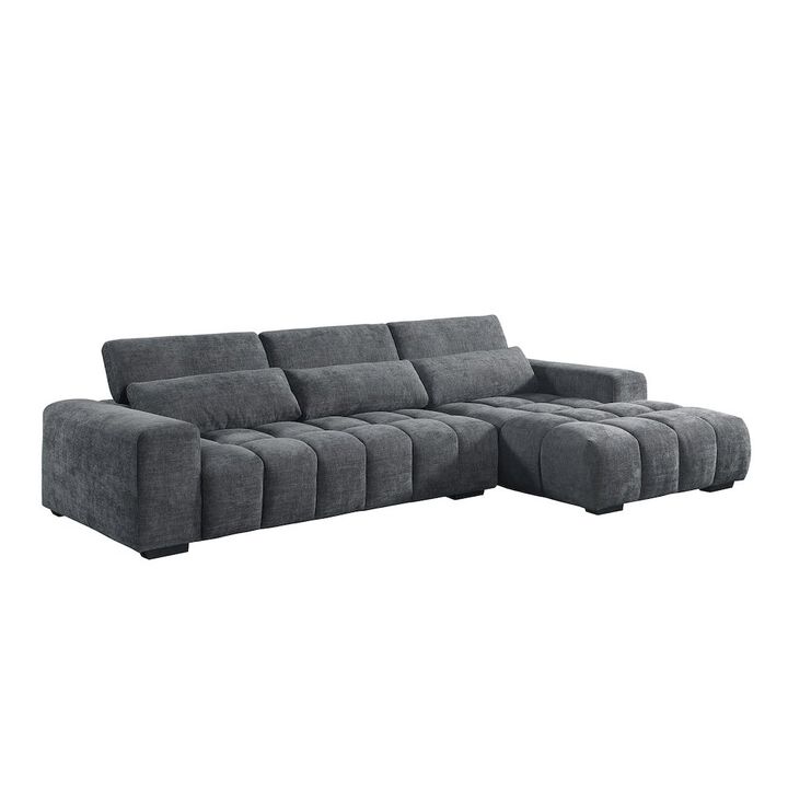 Best Quality Furniture Sectional With Right Facing Chaise In Dark Gray Chenille Fabric