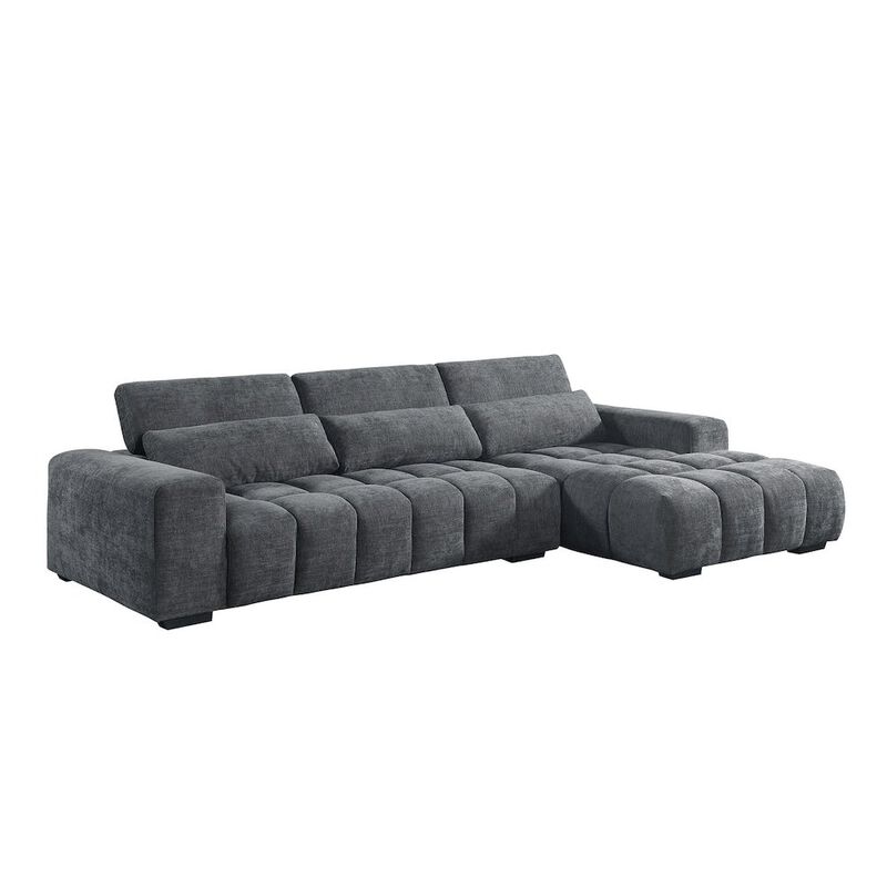 Best Quality Furniture Sectional With Right Facing Chaise In Dark Gray Chenille Fabric