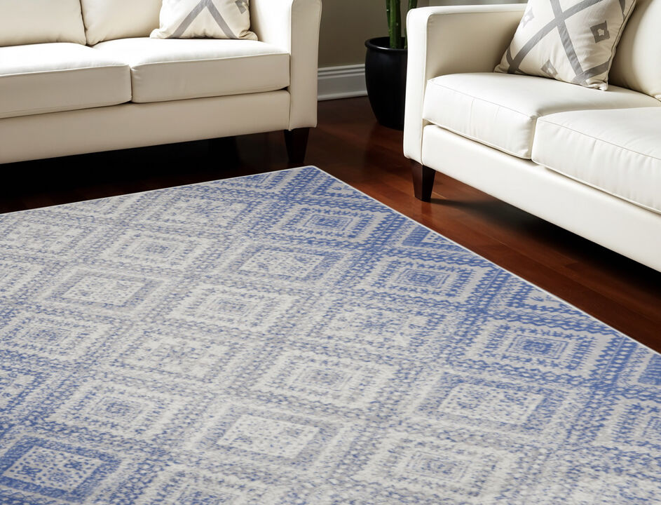 HomeRoots Geometric Distressed Non Skid Area Rug