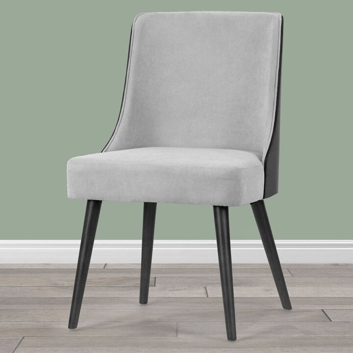Glamour Home Set of 2 Asma Fabric Chair with Black Bentwood Back and Solid Wood Legs