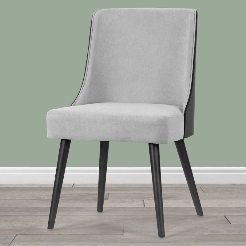 Glamour Home Set of 2 Asma Fabric Chair with Black Bentwood Back and Solid Wood Legs