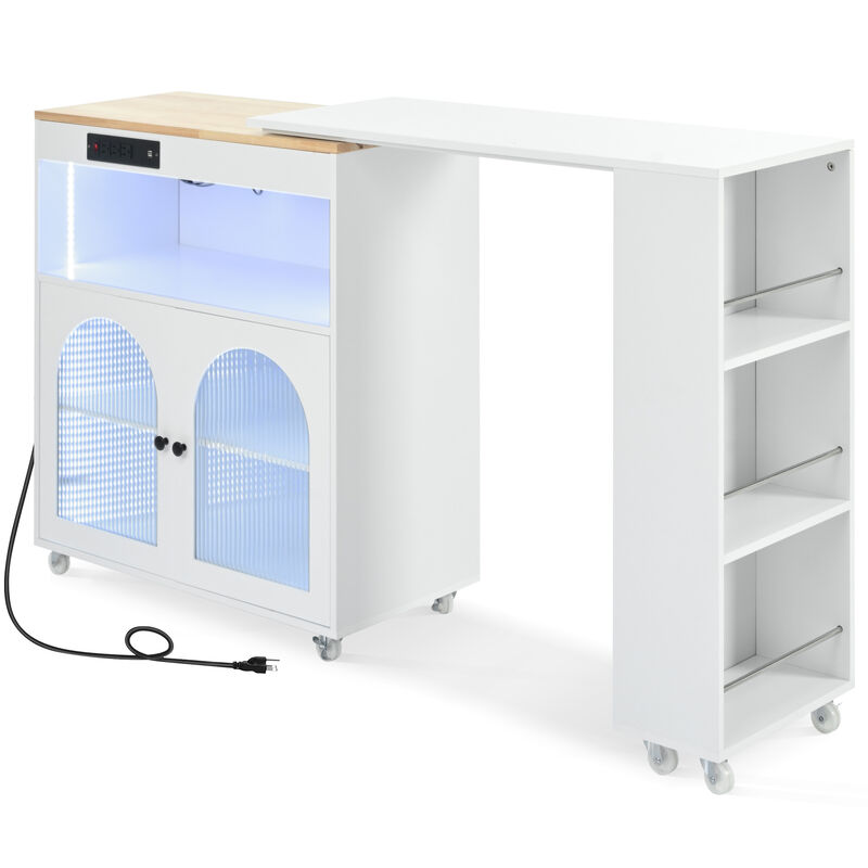Merax European Rolling Kitchen Island With Extended Table image number 4