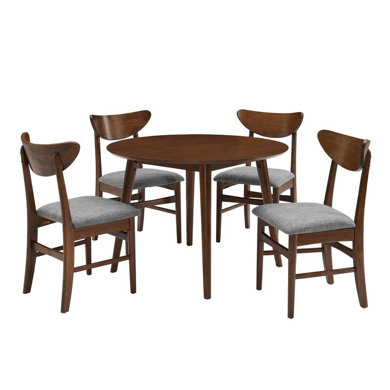 Landon 5Pc Round Dining Set Mahogany - Table & 4 Wood Back Chairs