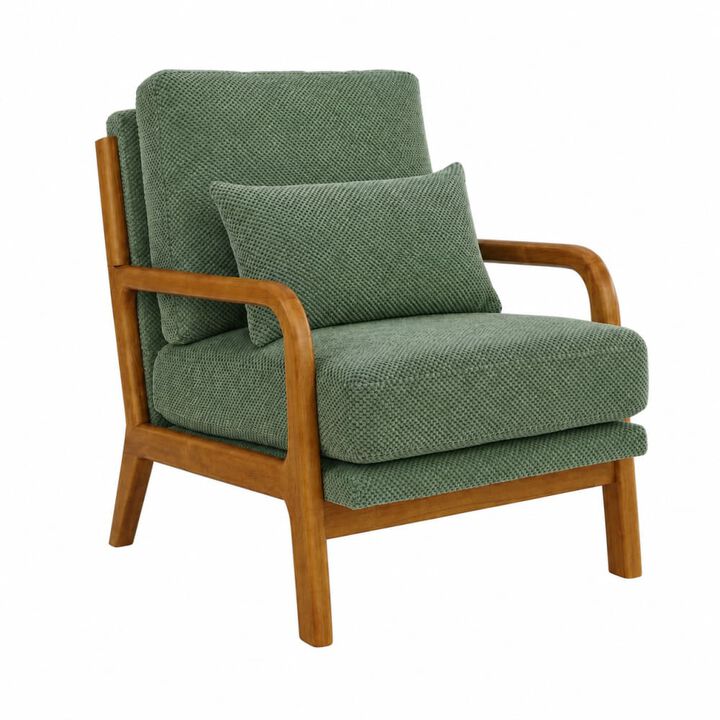 GOODSILO Mid-Century Modern Wooden Lounge Chair with Nubby Upholstery, High-Density Foam Cushion for Home and Office Use