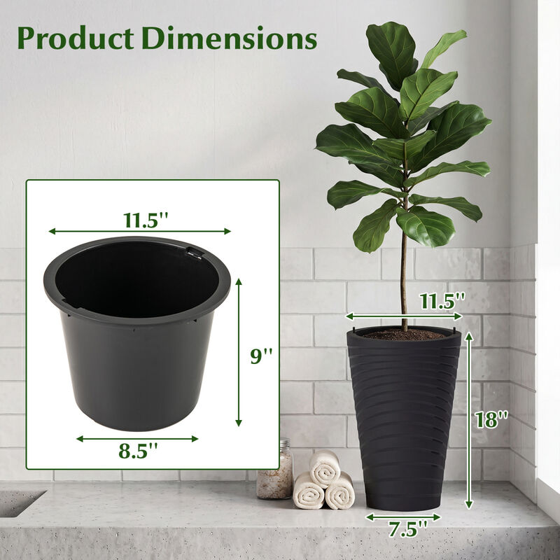 Set of 2 Tall Planters 18 Inch with Insert Bucket Design image number 2