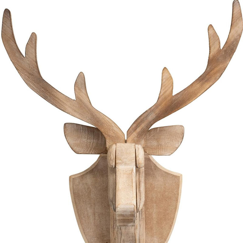 HomeRoots 21" X 17" Brown Wood Deer Hanging Dimensional Sculpture image number 2