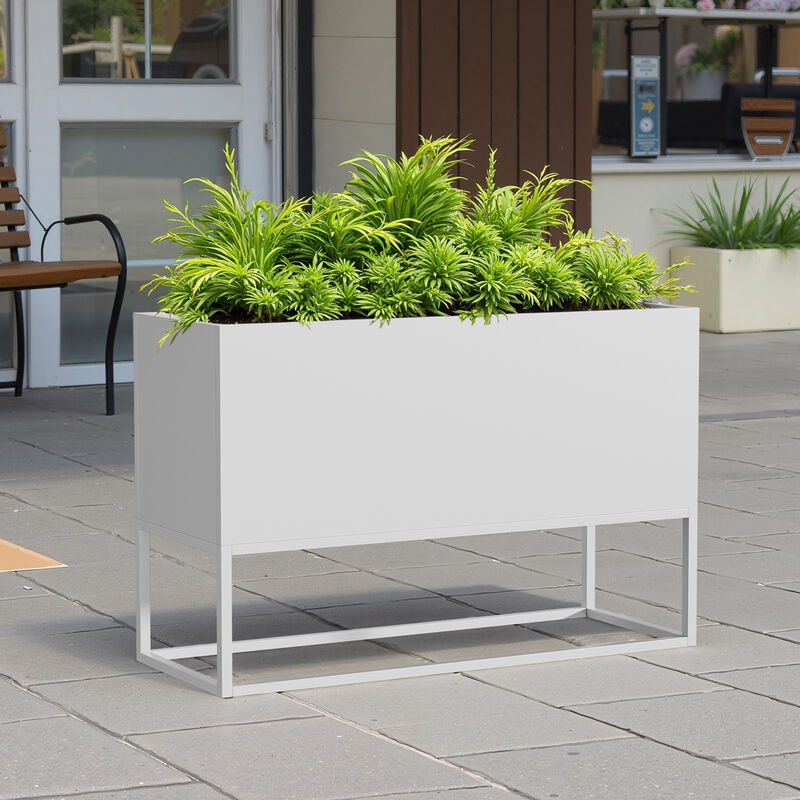 Metal Rectangular Planter with Shelves and Drainage Holes
