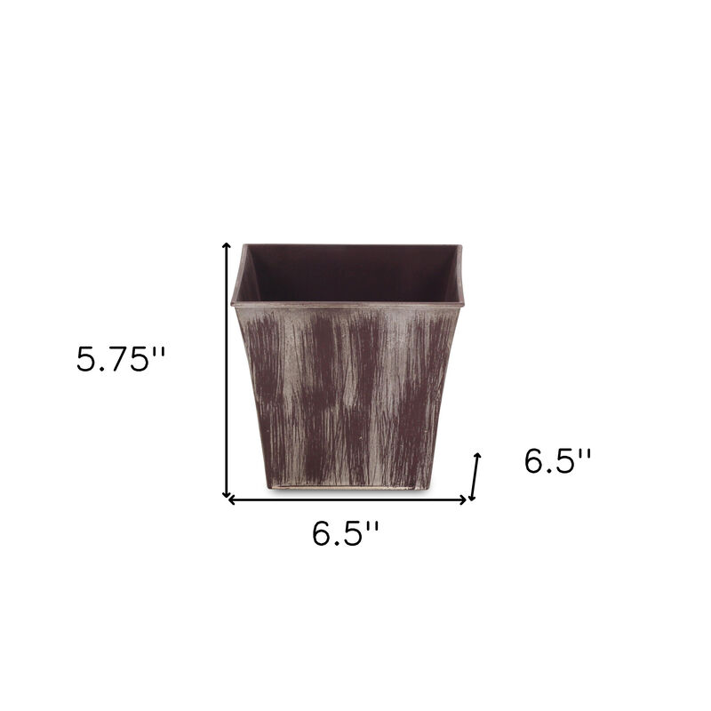 Indoor Outdoor Plastic Planter with Square Shape and Tone on Tone Texture
