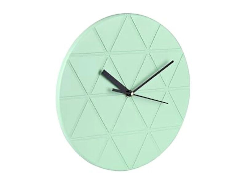 Mint Green Wooden Geometric Triangle Wall Clock 24 Cm Wood Home Decor image number 2
