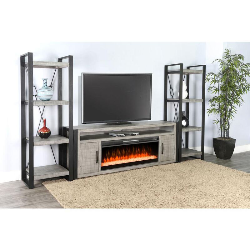 Sunny Designs 126 Media Wall with Electric Fireplace