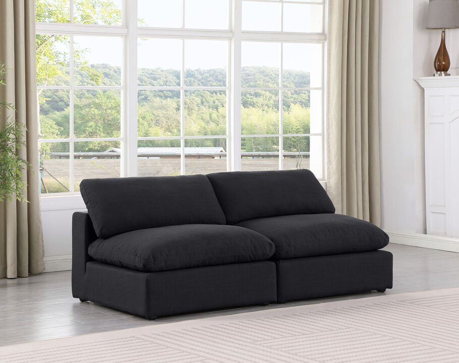 Meridian Furniture Comfy Black Linen Textured Fabric Modular Sofa