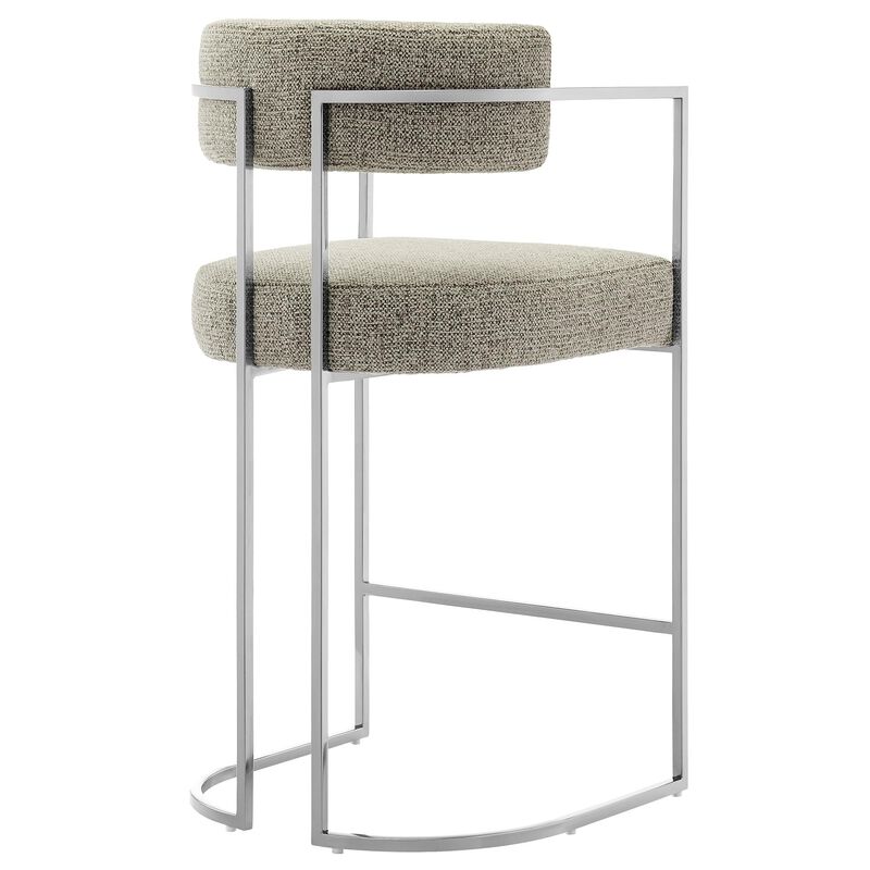 Modway Huron Modern Barrel Counter Stool with Sled Base in Silver Wheat image number 7