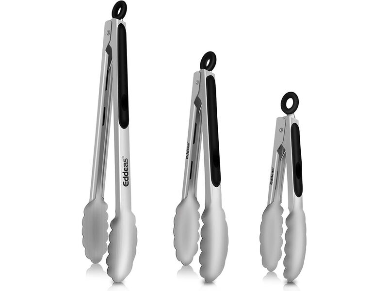 Eddeas Stainless Steel Kitchen Tongs set of 3