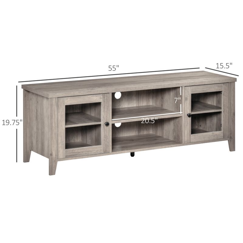 Grey Wash Entertainment: Modern TV Stand with Cabinets for 60" TVs
