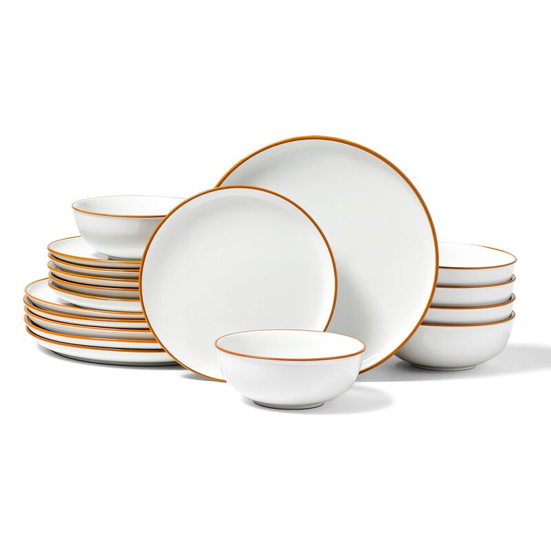 18-Piece Ceramic Dinner Set for 6, Complete Plates and Bowls Service