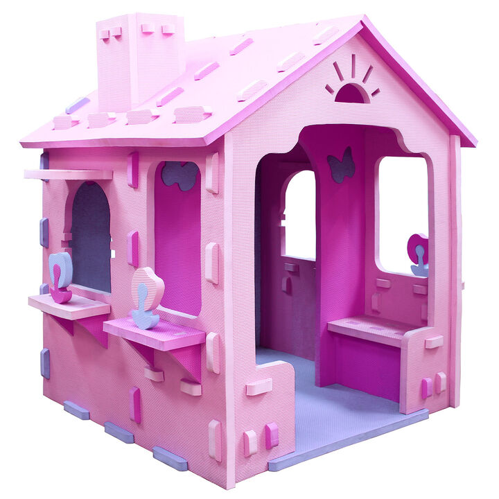 Indoor Playhouse Cottage with Roof and Chimney for Imaginative Play