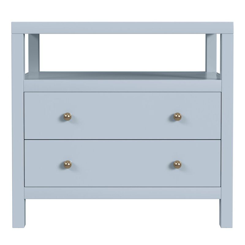 Butler Specialty Nora 28 in. W 2 Drawer Wide Nightstand with Open Shelf, Light Blue image number 3