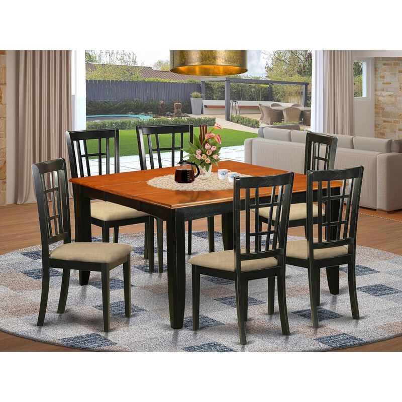 7 Pc Dining room set-Dining Table and 6 Wooden Dining Chairs