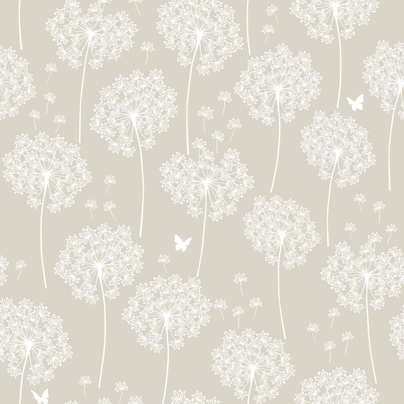 Taupe Dandelion Peel & Stick Wallpaper image number 0