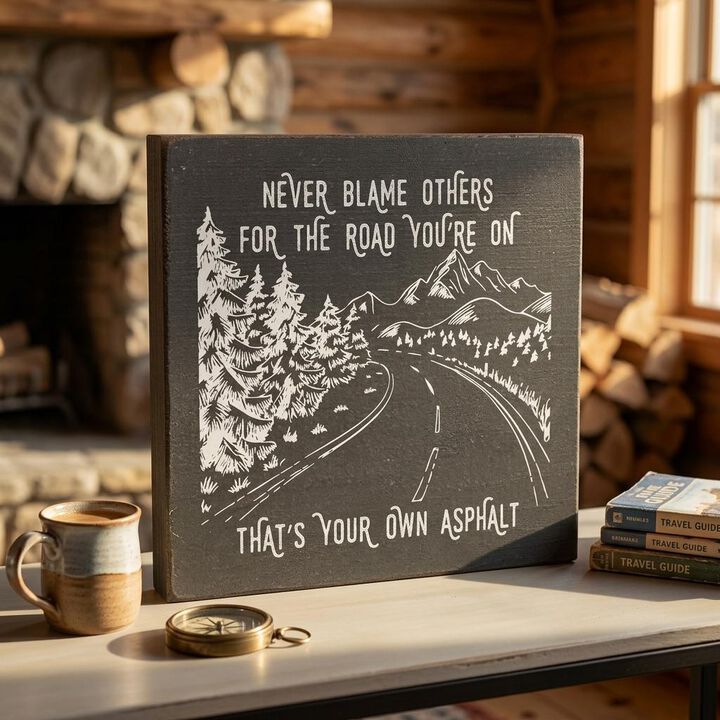 Inspirational Wooden Wall Art Sign Rustic Home Decor Motivational Quote Plaque Never Blame Others