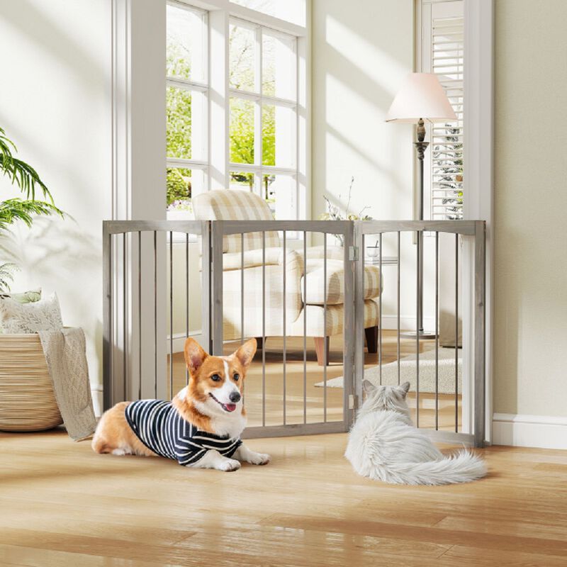 Tall Freestanding Pet Gate &ndash; Wooden Indoor Divider for Cats and Small Dogs image number 2