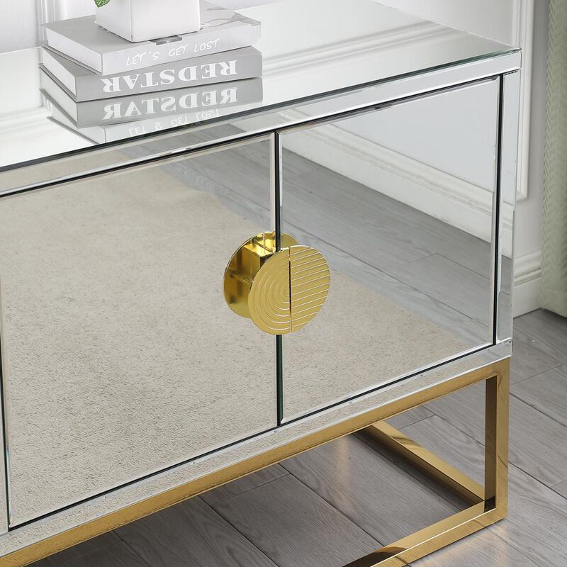 Best Master Furniture Tadala 64 Mirrored with Gold Leg Sideboard