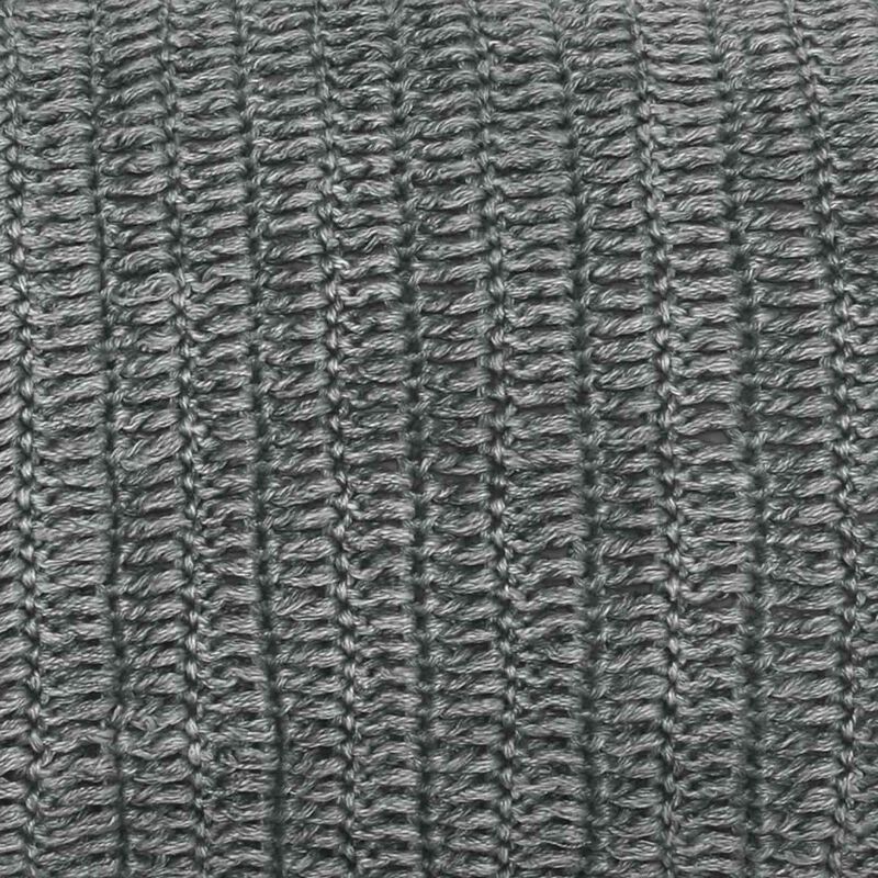 Rectangular Fabric Throw Pillow with Hand Knitted Details, Gray-Benzara