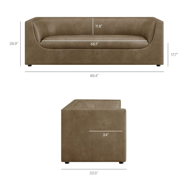 Hilda 86" Curved Back Vegan Leather Sofa image number 2