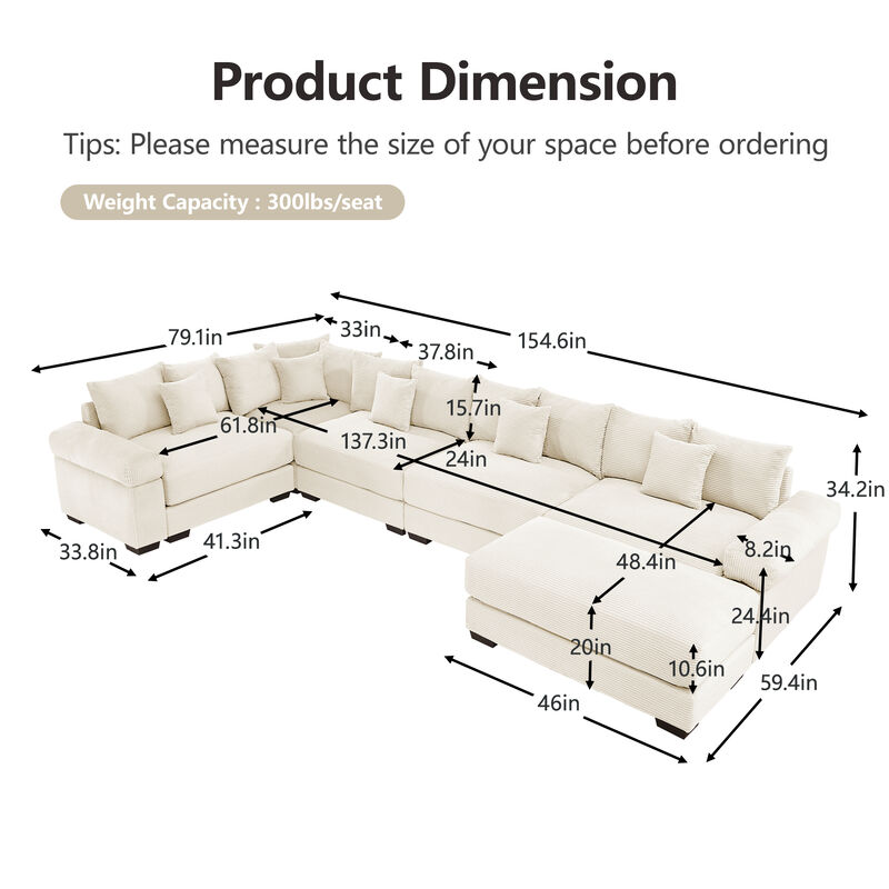 Meksik Oversized Cloud U‑Shape Modular Sectional Sofa image number 9