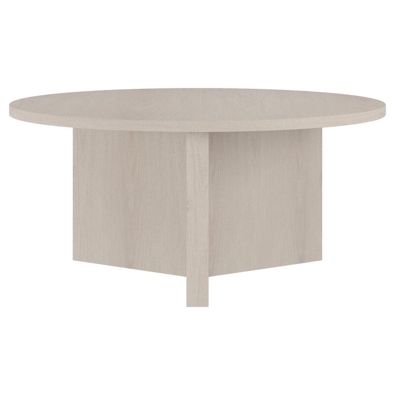 Hudson&Canal Anders 36 Wide Round Coffee Table in Alder White