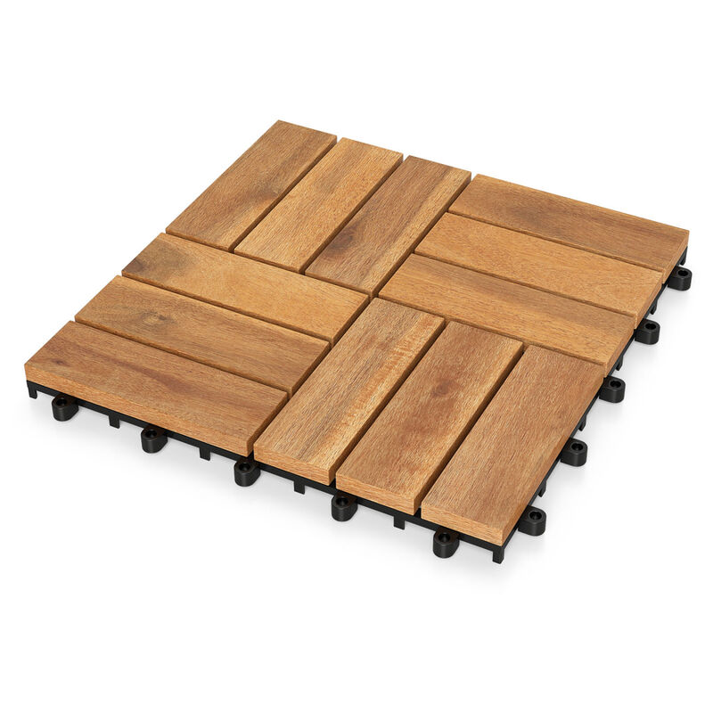 Acacia Wood Interlocking Deck Tiles 54 Piece Set for Balcony Patio and Garden-Natural image number 7