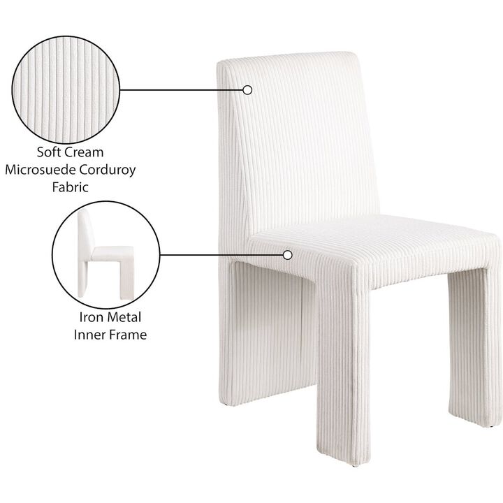 Meridian Furniture Benson Cream Microsuede Corduroy Fabric Dining Chair, Set of 2