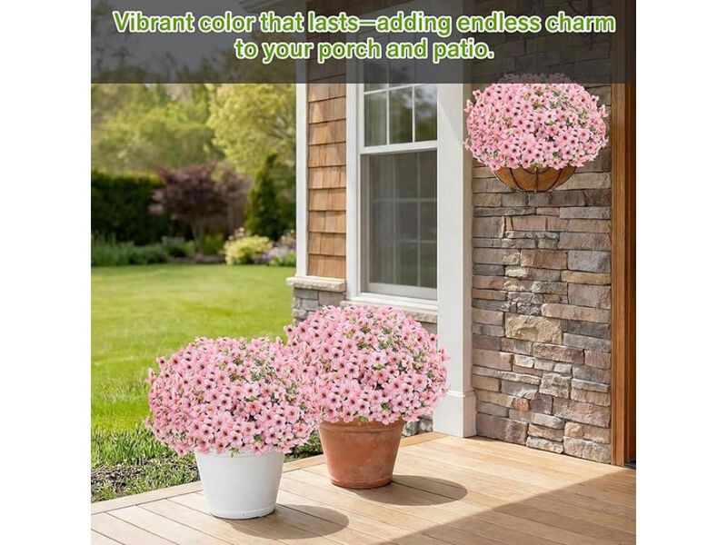 13 Bundle Pink Artificial Outdoor Plants UV Resistant Garden Porch Decor image number 1