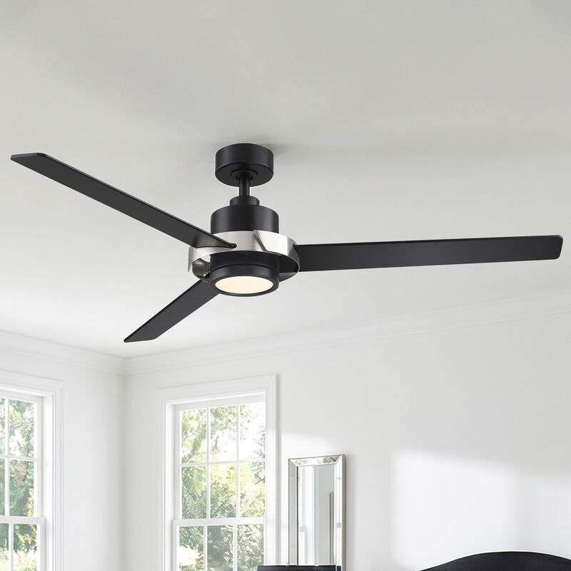 60" Modern Black Reversible DC Motor Dimmable LED Large Ceiling Fan with Light and Remote for Bedroom, Living Room or Office image number 1
