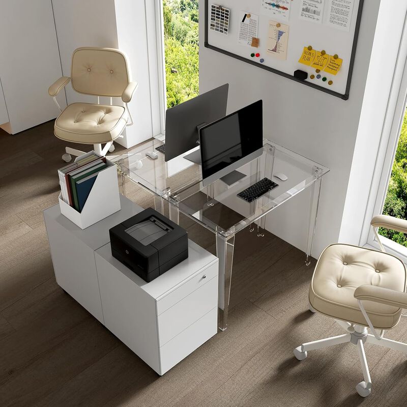 ShipItFurniture Acrylic Computer Desk 35" Crystal Clear Durable Finish image number 6