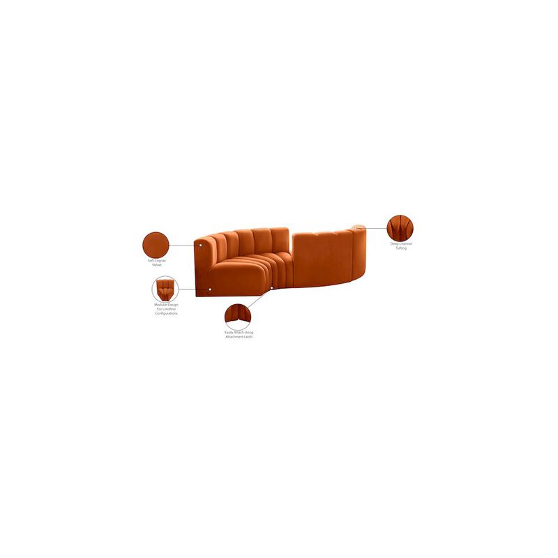 Meridian Furniture Arc Cognac Velvet Modular Sofa