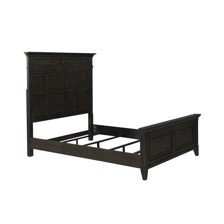 Liberty Furniture Queen Panel Bed in Rubberwood Solids & Split Heart White Oak Veneers
