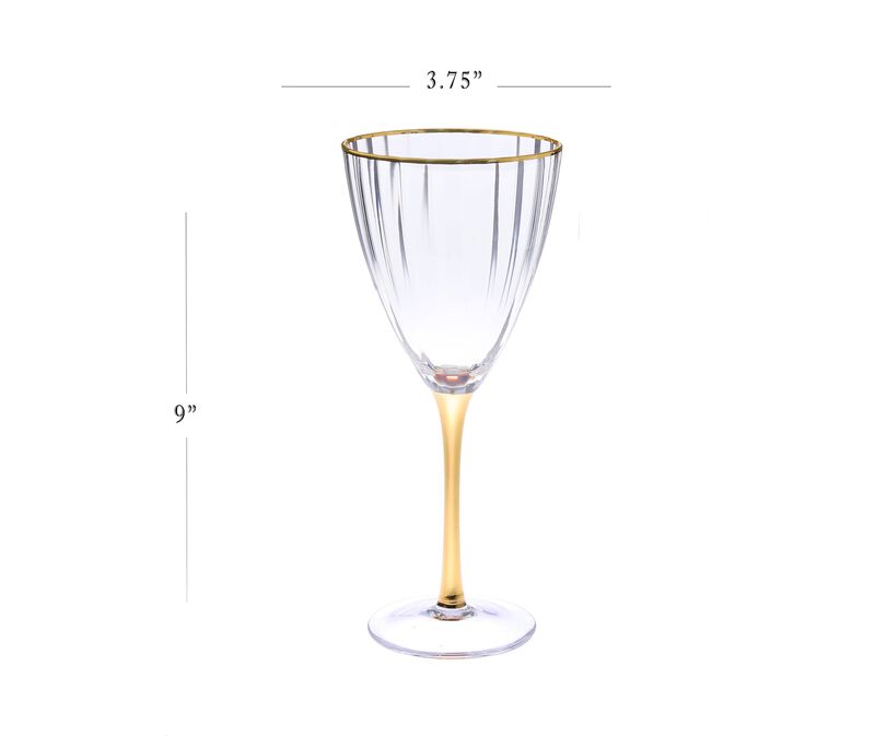 Set of 6 Textured Glasses with Gold Stem and Rim