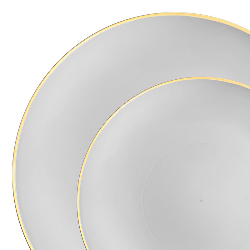 Gray with Gold Organic Round Plastic Dinnerware Value Set (40 Sets) image number 9